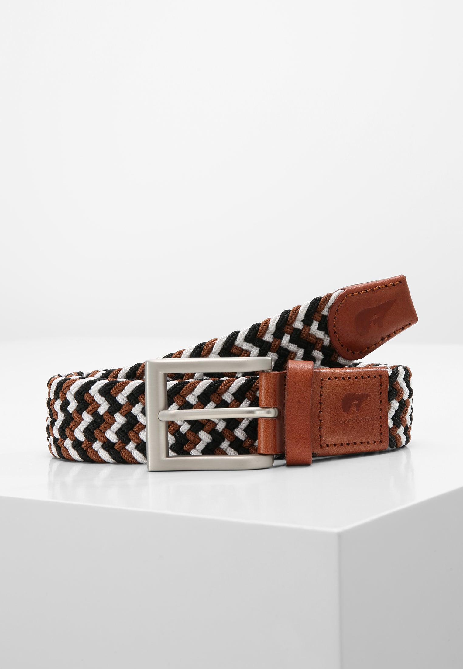 kameelbruin beige en zwart elastische heren riem Slopes Town